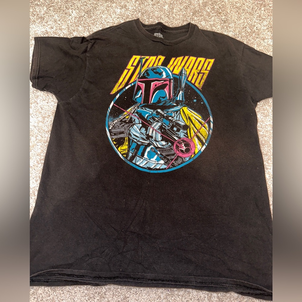 Boba Fett Blaster Gun Star Wars Shirt Mens L Disney Yoda Mandalorian Bounty